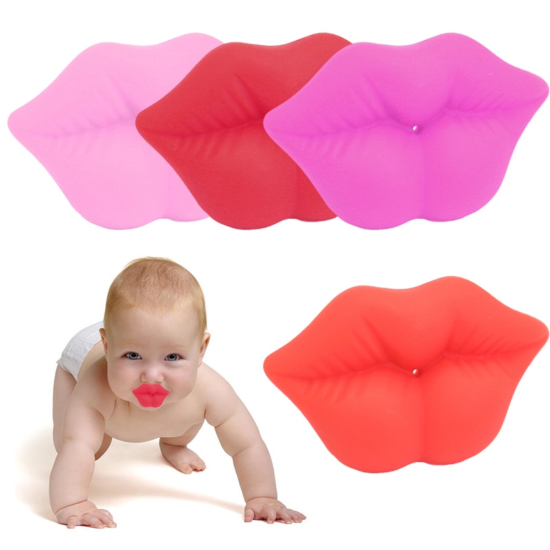 Funny Baby Pacifier Red Kiss Lips Infant Nipple Soother Joke Prank Toddler Nipple Teether Silicone Newborn Pacifier